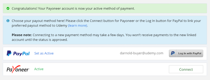 Instructor Payment Methods How To Set Up PayPal Or Payoneer Udemy