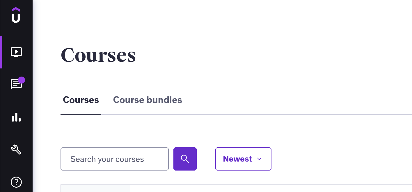 Kurs-Dashboard mit den Tabs für Kurse und Kurs-Bundles