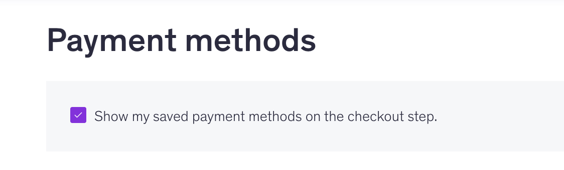 Case à cocher Afficher mes modes de paiement enregistrés